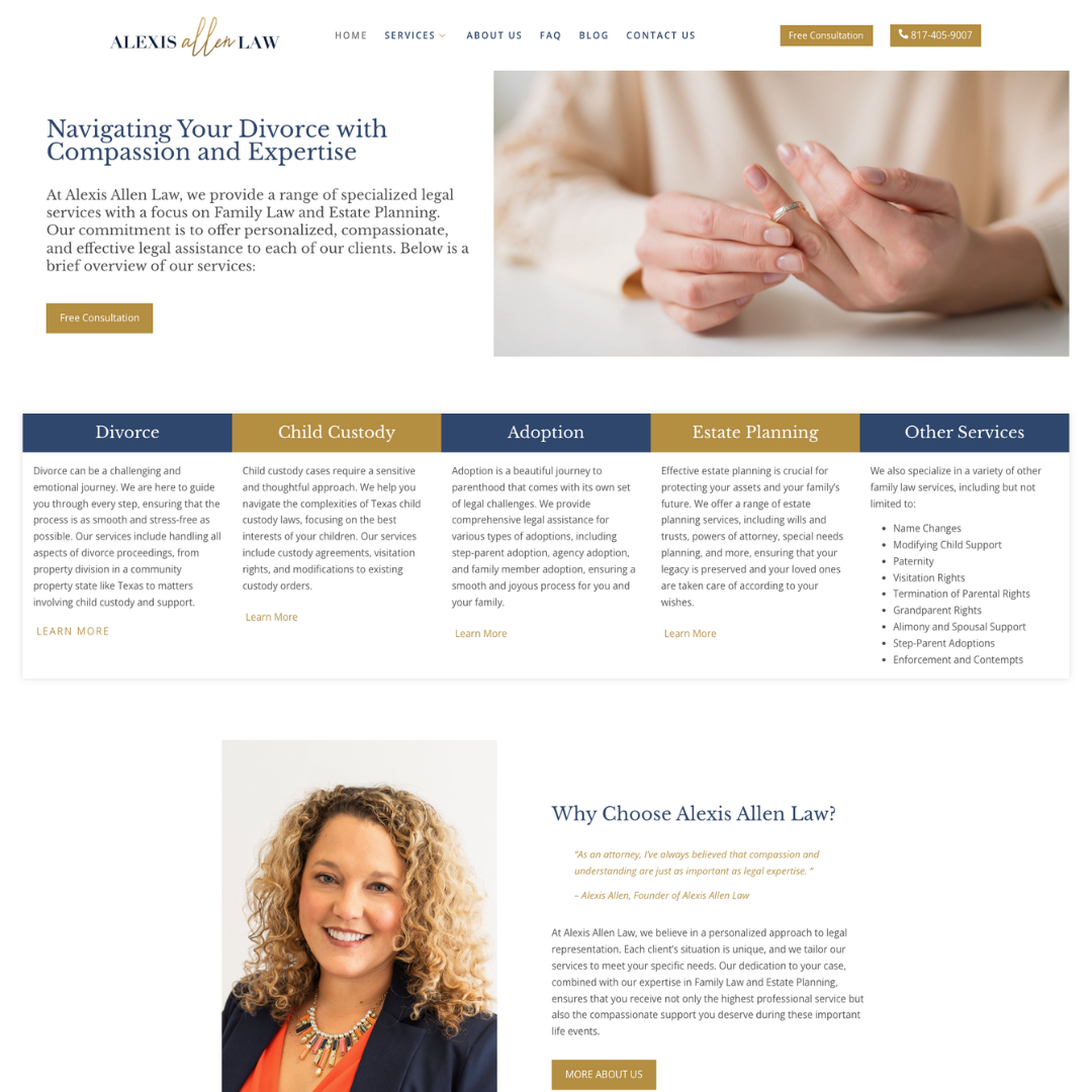 Law firm website featuring SEO optimization
