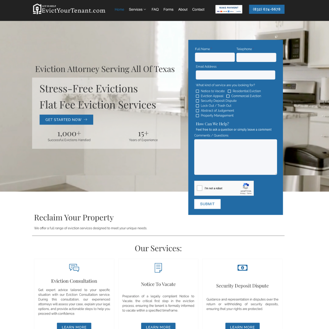 Professional website layout for law firms