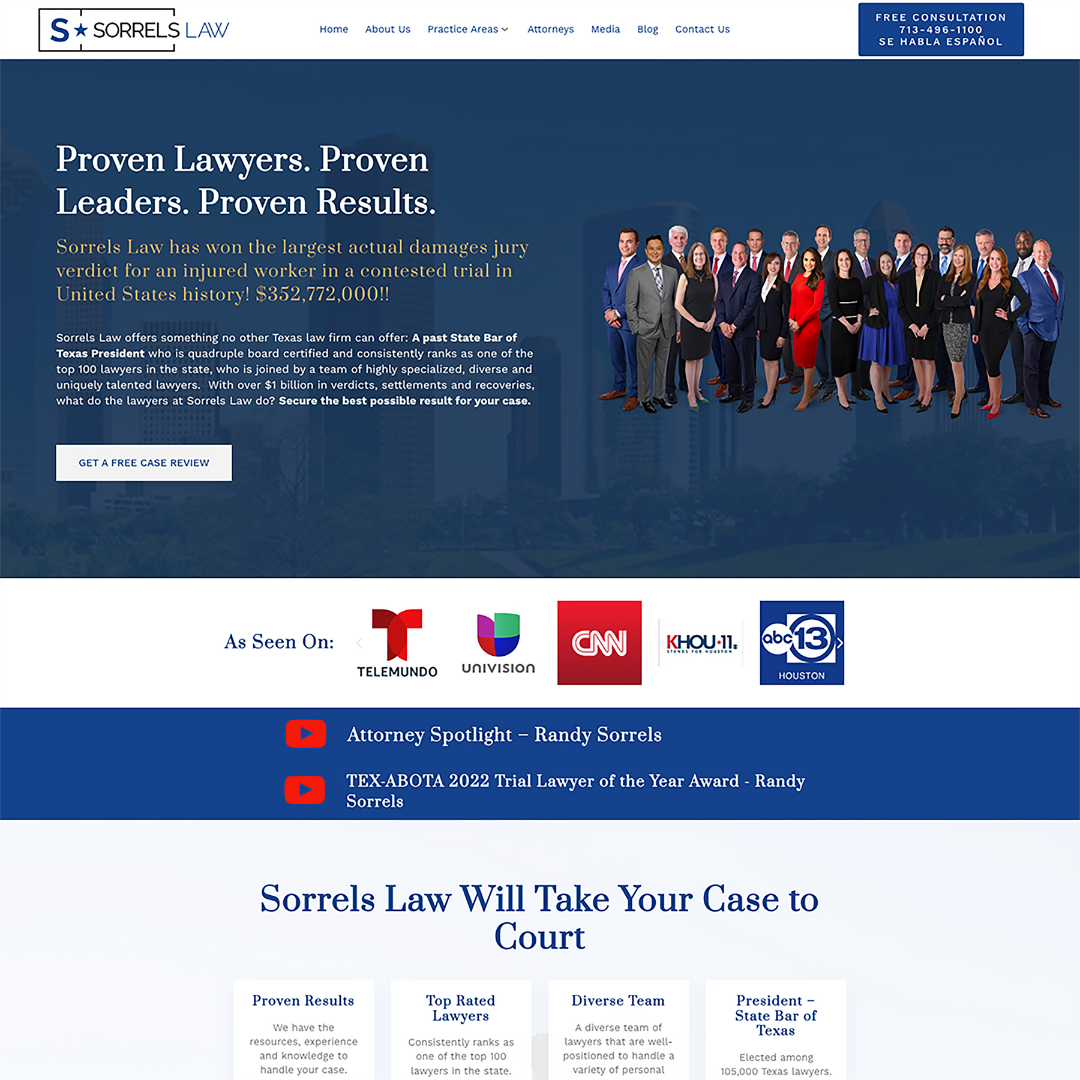 Modern law firm website homepage design